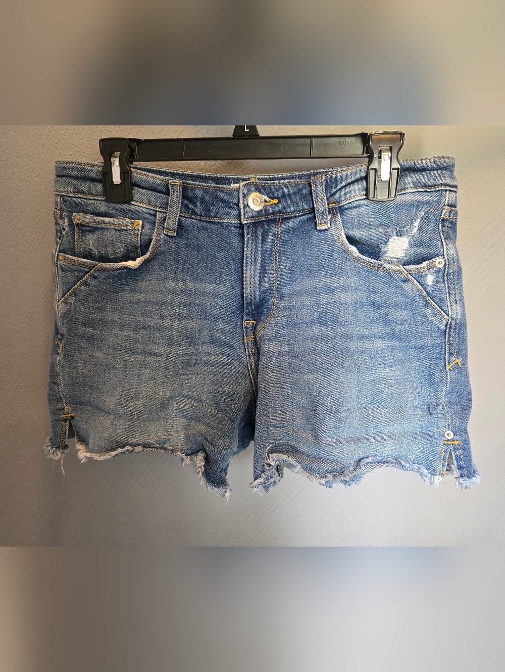 Kensie Blue Distressed Denim Jean Shorts